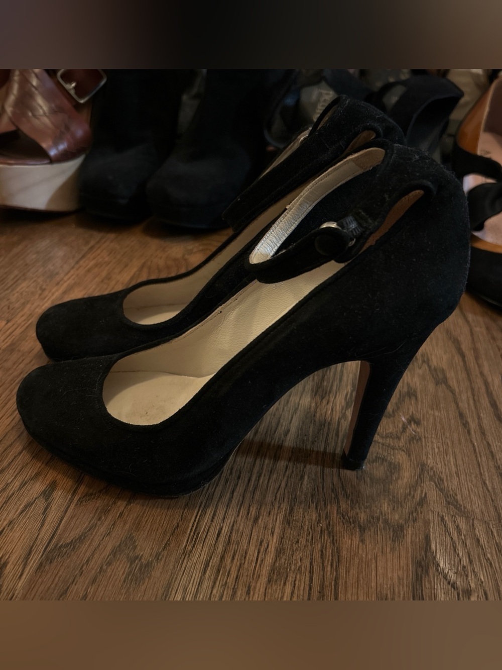 Ramon Tenza Black Suede Mary Jane Stiletto Pumps
